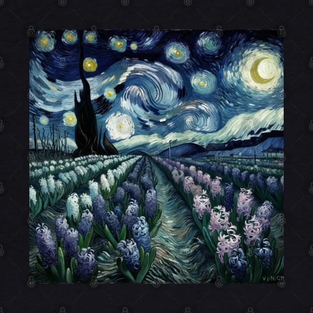 Enchanted Flower Garden Night: Hyacinth Starry Floral by Edd Paint Something